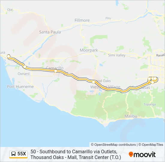 55X Bus Line Map