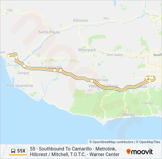 55X Bus Line Map