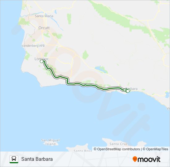 LOMPOC - SANTA BARBARA Bus Line Map