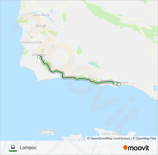LOMPOC - SANTA BARBARA Bus Line Map
