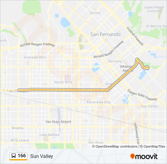 Mapa de 166 de autobús