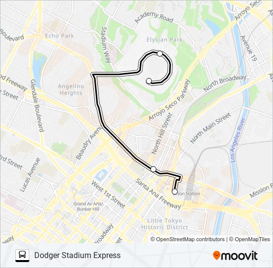Mapa de DODGER STADIUM EXPRESS de autobús