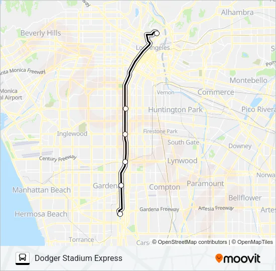 SOUTH BAY DODGER STADIUM EXPRESS Bus Line Map