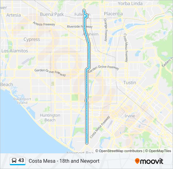 43 bus Line Map