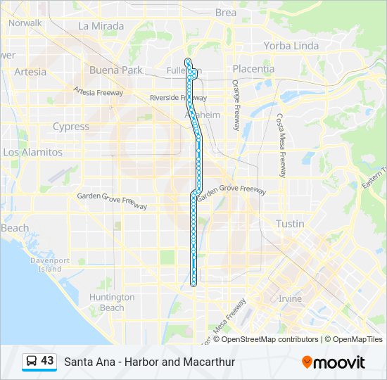 43 Bus Line Map