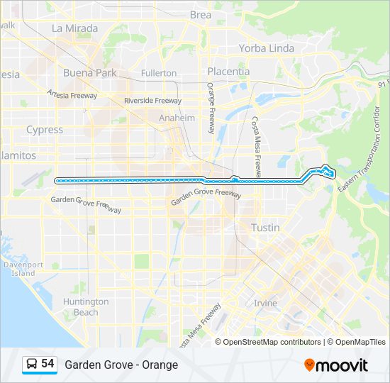 54 Bus Line Map