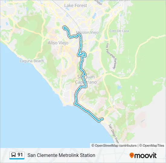 91 Bus Line Map
