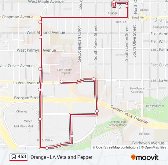 Mapa de 453 de autobús