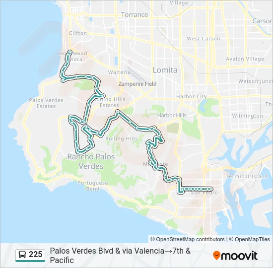 225 Bus Line Map
