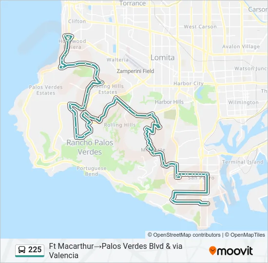 225 Bus Line Map