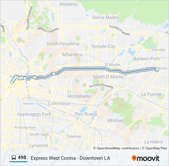 498 bus Line Map