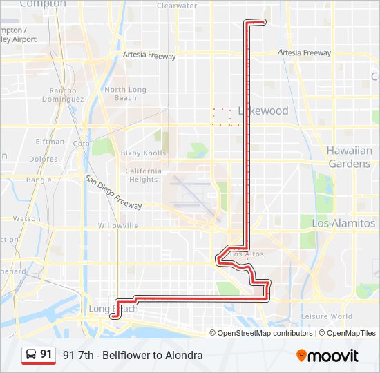 91 bus Line Map