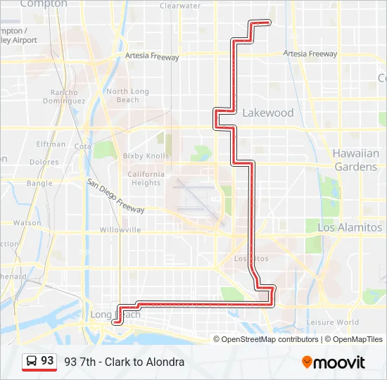 93 Bus Line Map