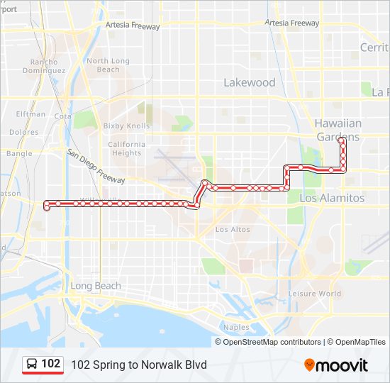 Mapa de 102 de autobús