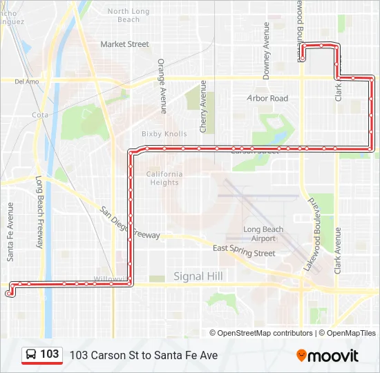 103 Bus Line Map