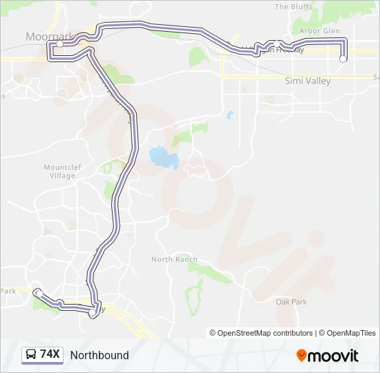 74X Bus Line Map