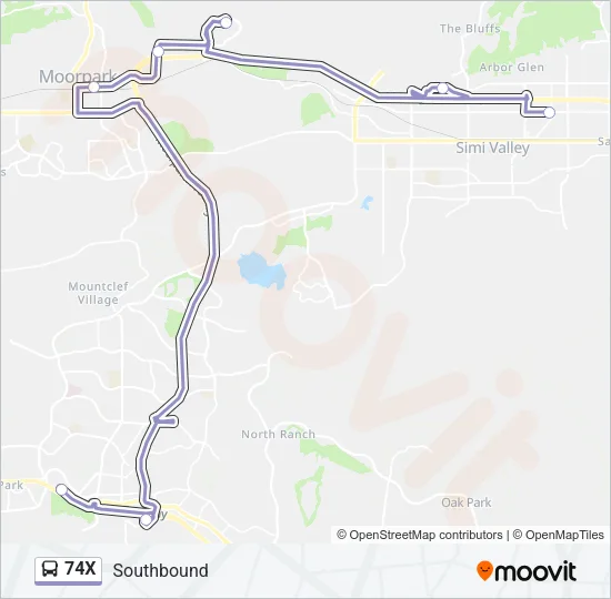 74X Bus Line Map