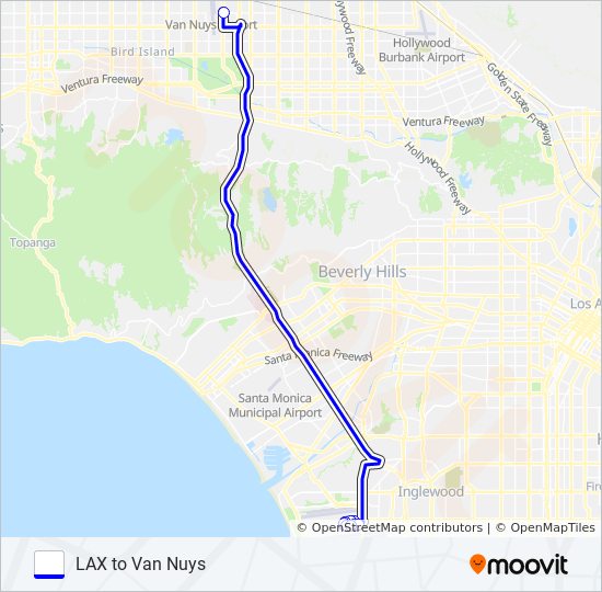 Mapa de FLYAWAY | VAN NUYS <-> LAX de autobús