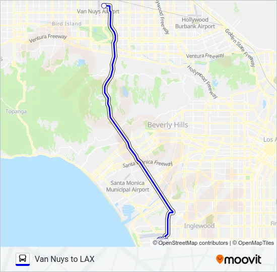 FLYAWAY | VAN NUYS <-> LAX Bus Line Map