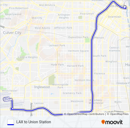 FLYAWAY | UNION STATION/DOWNTOWN <-> LAX bus Line Map