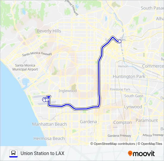 FLYAWAY | UNION STATION/DOWNTOWN <-> LAX Bus Line Map