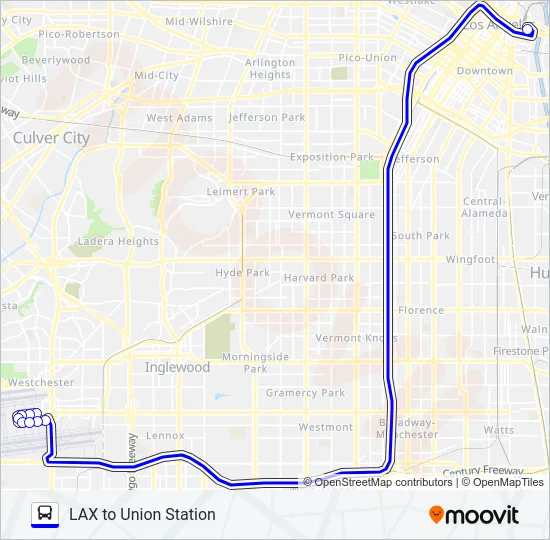 FLYAWAY | UNION STATION/DOWNTOWN <-> LAX Bus Line Map