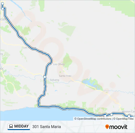 MIDDAY Bus Line Map