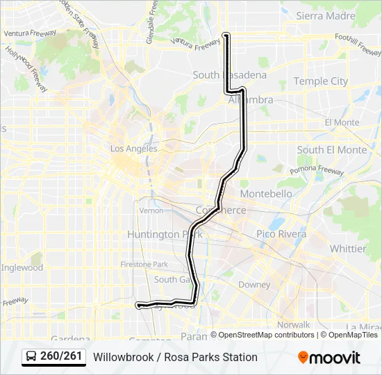 260/261 Bus Line Map