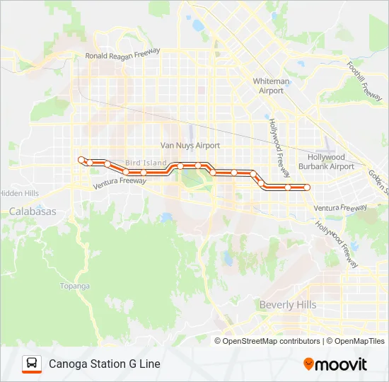 METRO G LINE (901) Bus Line Map