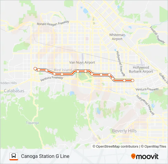 METRO G LINE (ORANGE) 901 Bus Line Map