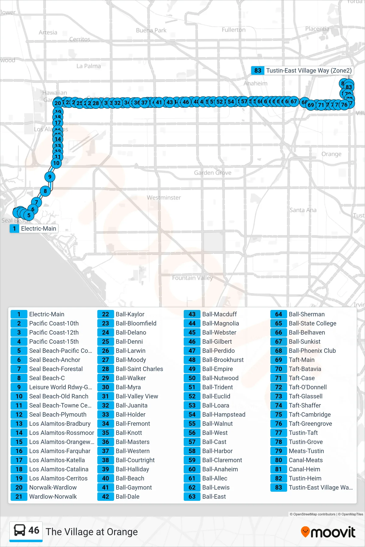 Roat Map Route Map - 46 - The Village at Orange - Stops
