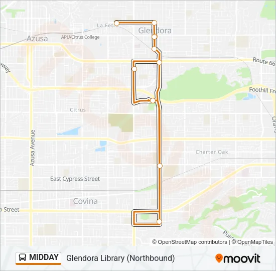 MIDDAY Bus Line Map