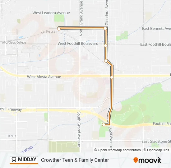 MIDDAY Bus Line Map
