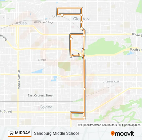 MIDDAY Bus Line Map