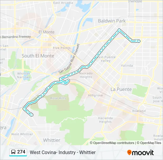 274 Bus Line Map