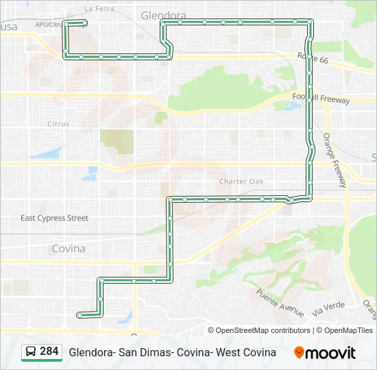 284 Bus Line Map