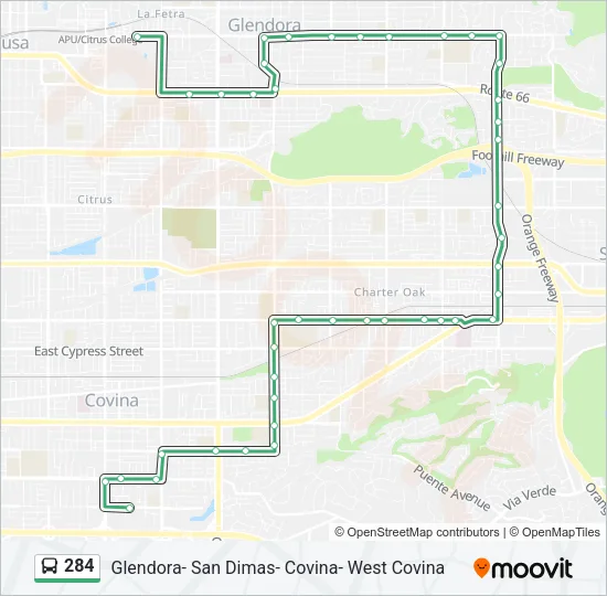 284 Bus Line Map