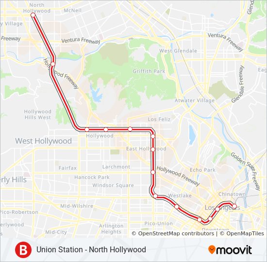 b line red Route: Schedules, STops & Maps - Metro B Line (Red) - North  Hollywood Sta. (Updated)