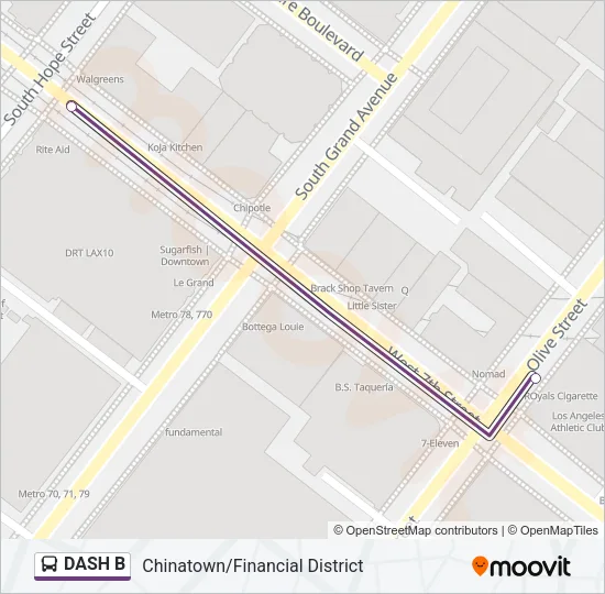 DASH B Bus Line Map