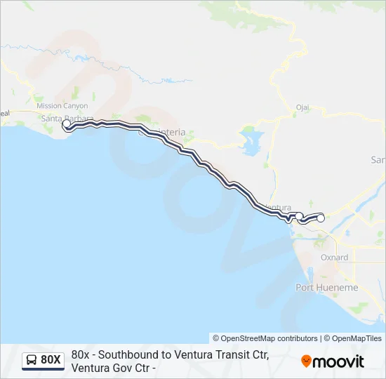 80X Bus Line Map