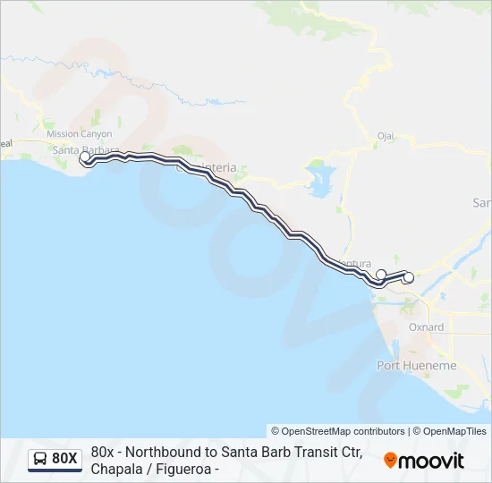 80X Bus Line Map