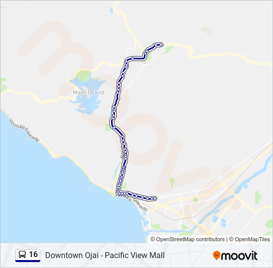 fersken Bedrift Minister 16 Route: Schedules, Stops & Maps - Ojai Valley - Downtown Ventura via  Thompson (Updated)