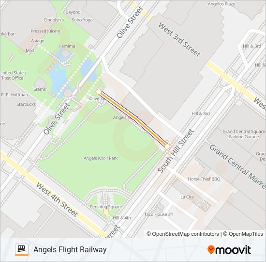 ANGELS FLIGHT funicular Line Map