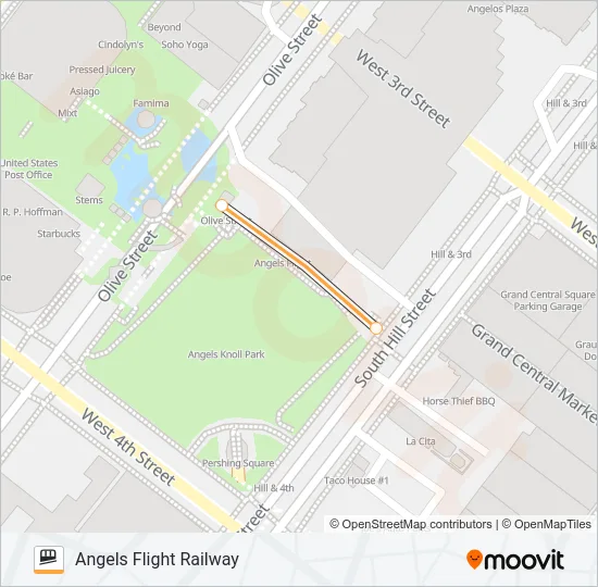 ANGELS FLIGHT Funicular Line Map