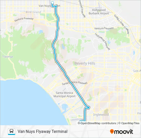 FLYAWAY - LAX TO VAN NUYS Bus Line Map