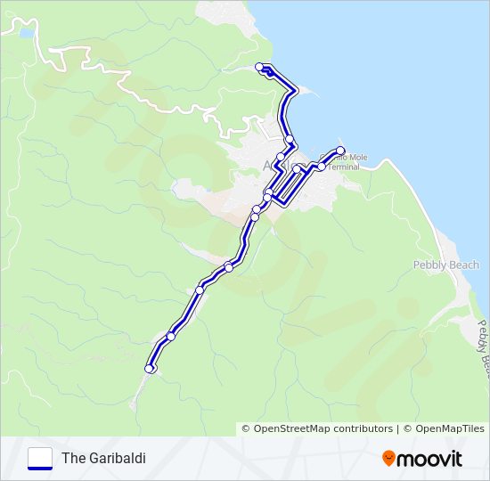 Mapa de THE GARIBALDI de autobús
