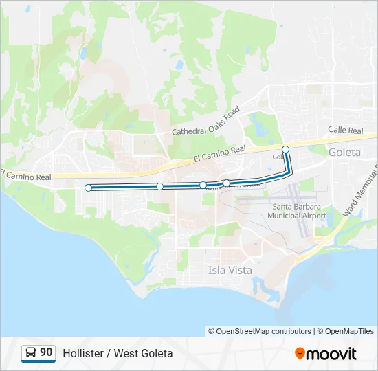 Goleta Bus Routes 90 Route: Schedules, Stops & Maps - Hollister / West Goleta (Updated)