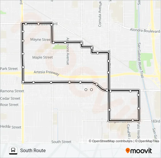 SOUTH ROUTE Bus Line Map