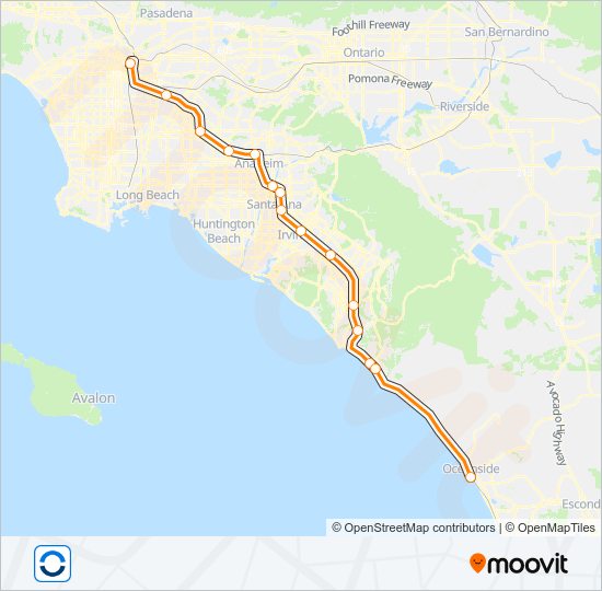 Mapa de ORANGE COUNTY LINE de tren