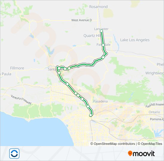 Mapa de ANTELOPE VALLEY LINE de tren